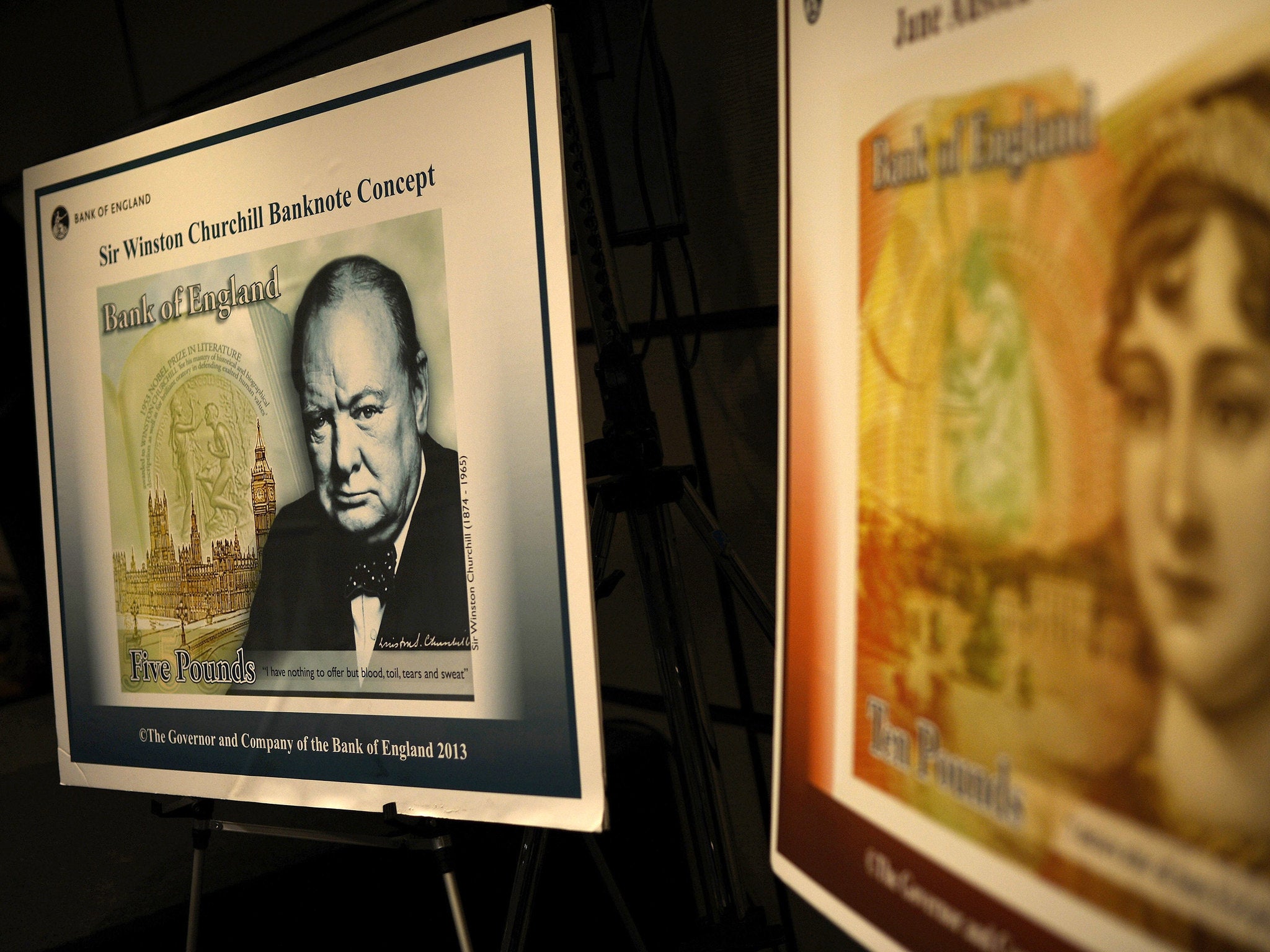 The Bank of England plans to introduce plastic bank notes from 2016 with a new £5 note featuring Sir Winston Churchill. A £10 note will follow a year later, featuring Jane Austen.