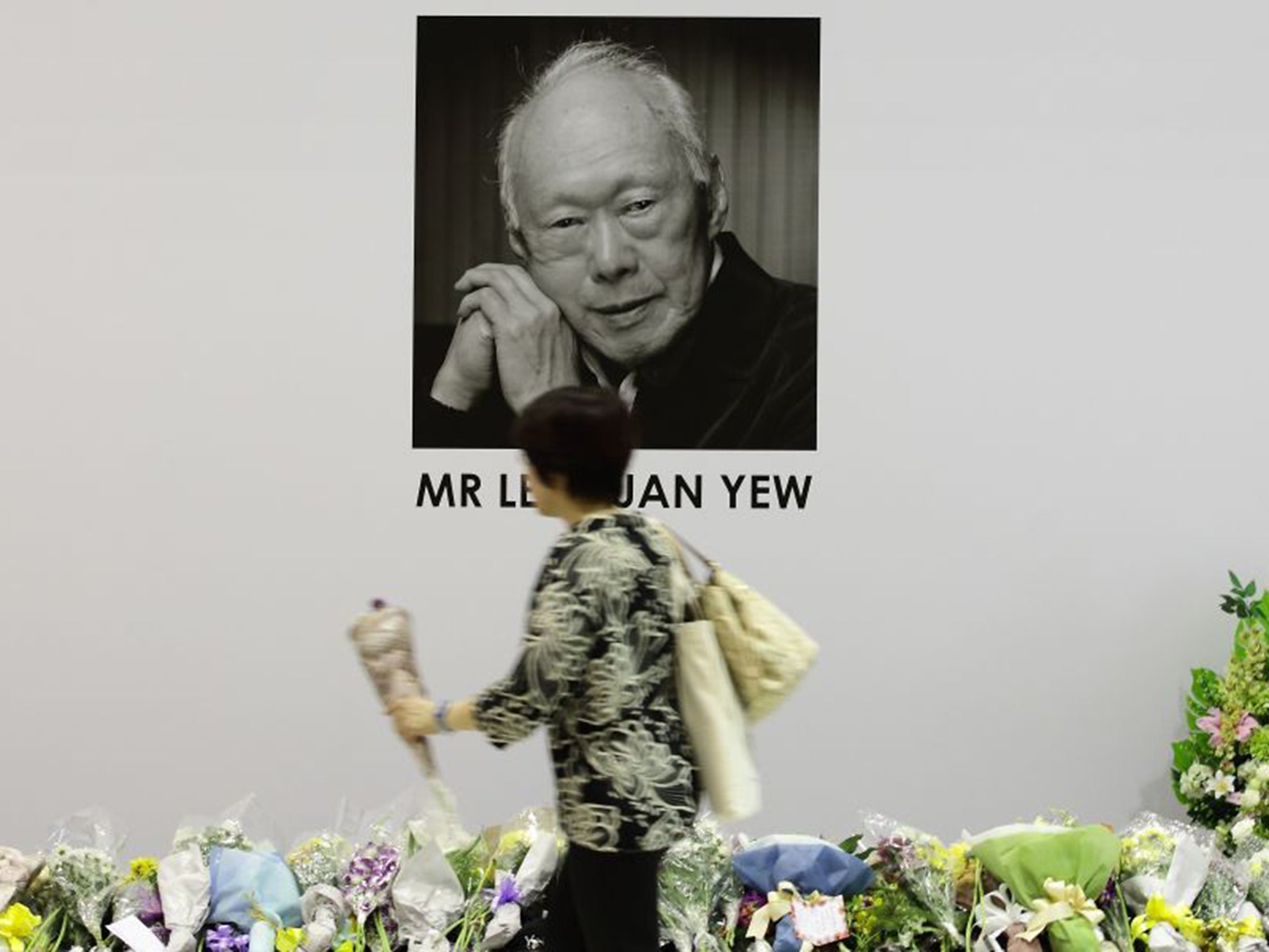 A floral tribute at Tanjong Pagar community club marks the death of former Prime Minister Lee Kuan Yew