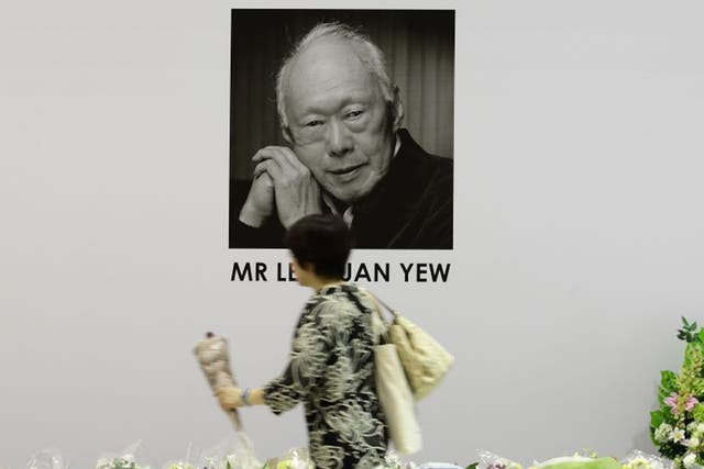 A floral tribute at Tanjong Pagar community club marks the death of former Prime Minister Lee Kuan Yew