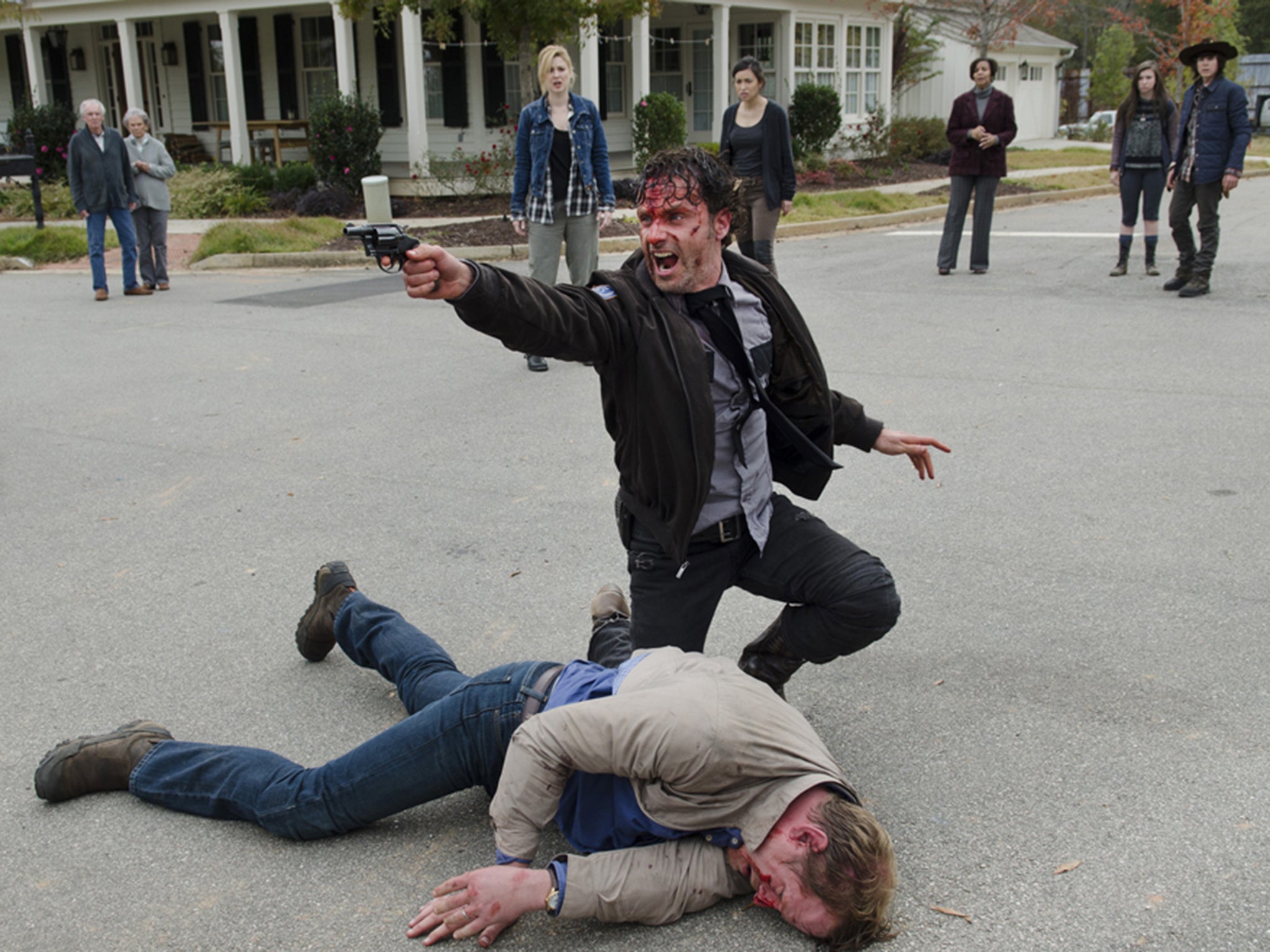 Rick Grimes (Andrew Lincoln) and Pete (Corey Brill) in Episode 15, 'Try'