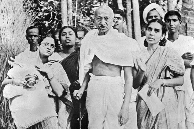 Gandhi, pictured during a tour of Bengal in 1946