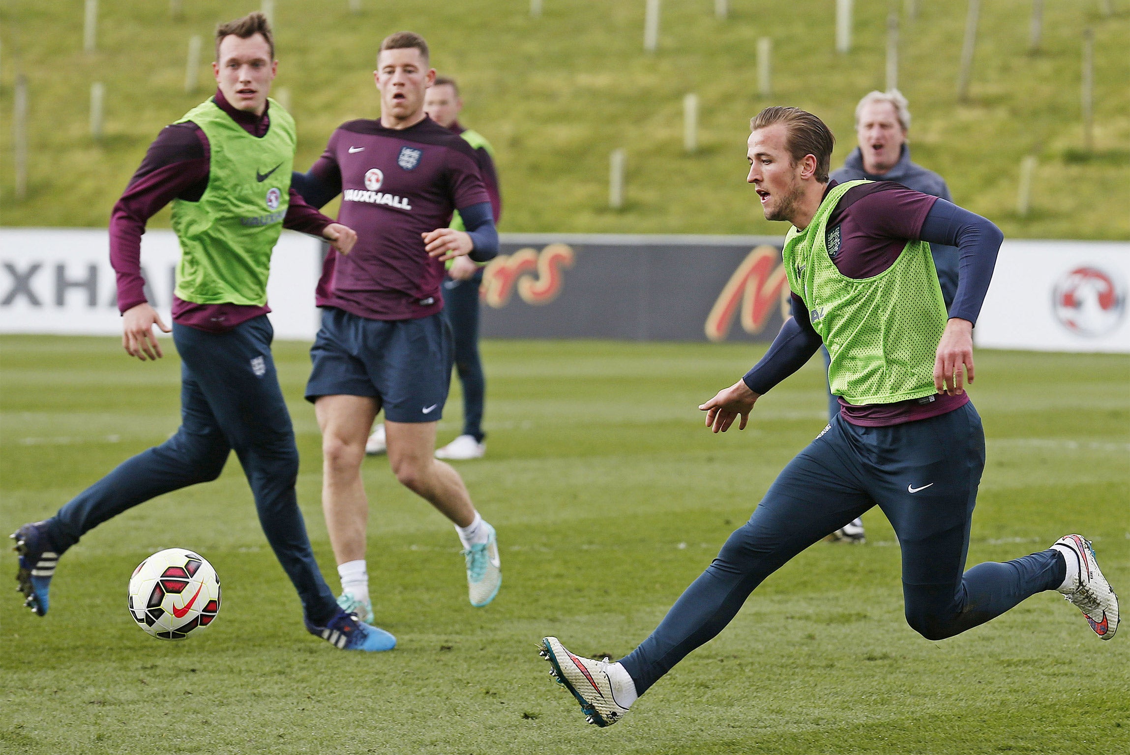 Harry Kane training with England at St George’s Park on Tuesday