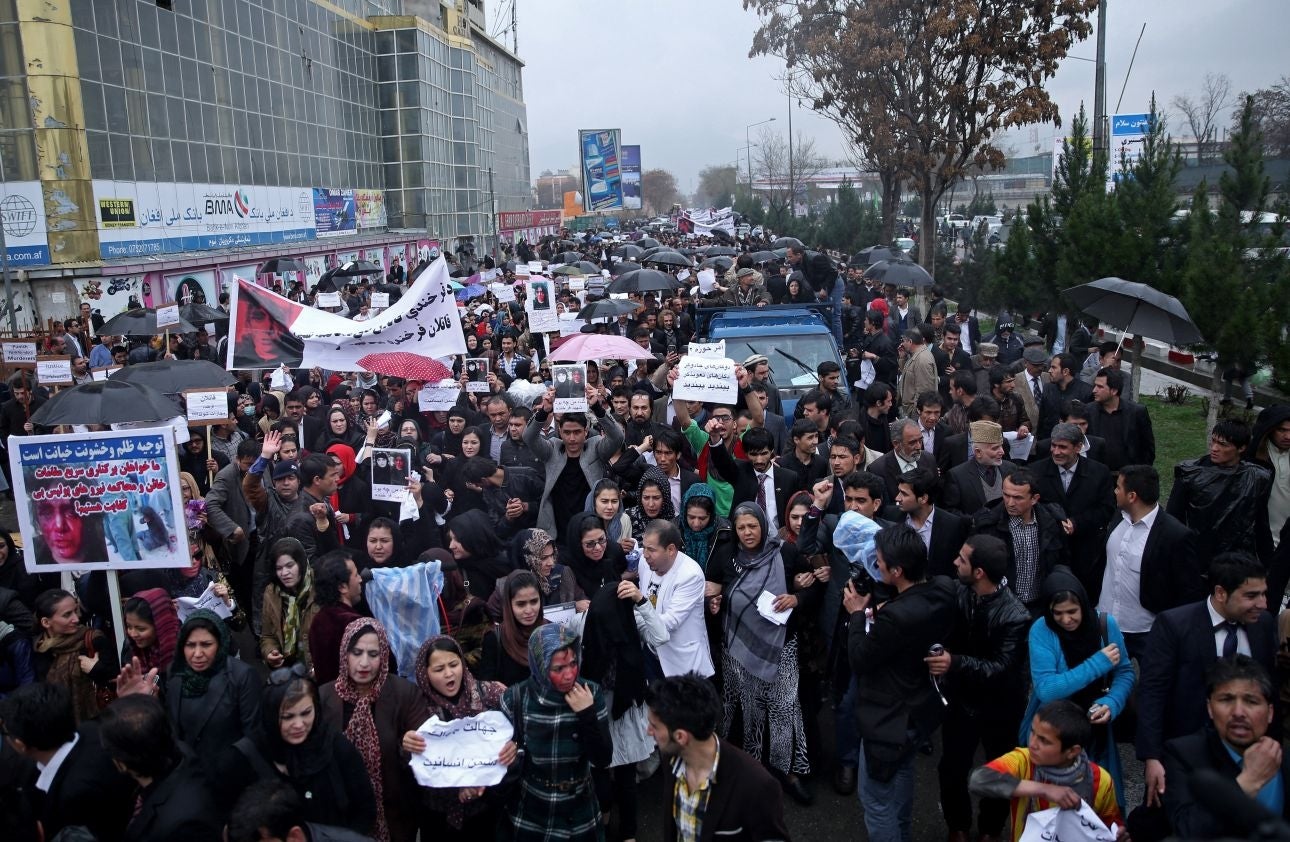 Marchers surged through the centre of Kabul