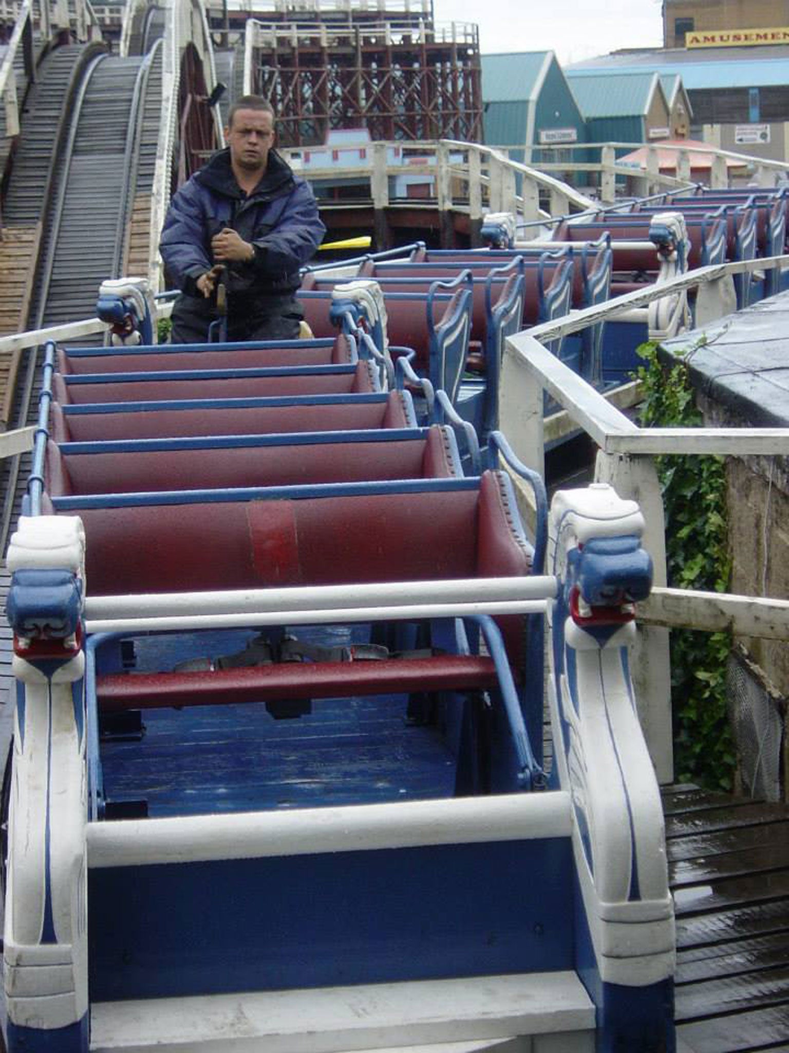 Dave Collard, who fought to save Dreamland, testing the rollercoaster