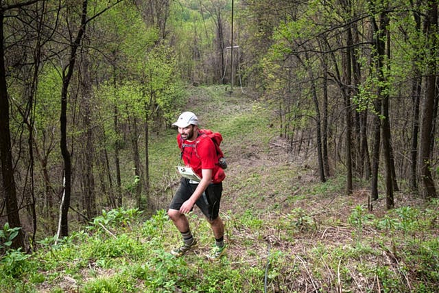 James Adams tackles “Rat Jaw” hill in the Barkley Marathons in 2012