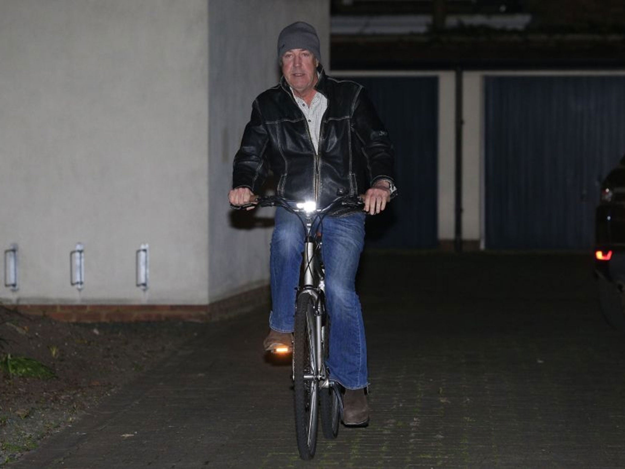 Jeremy Clarkson leaves his home in west London, on a bicycle, as Clarkson's BBC career is over after an internal investigation found he launched an "unprovoked physical and verbal attack" which left one of the colleagues in hospital. PRESS ASSOCIATION Pho