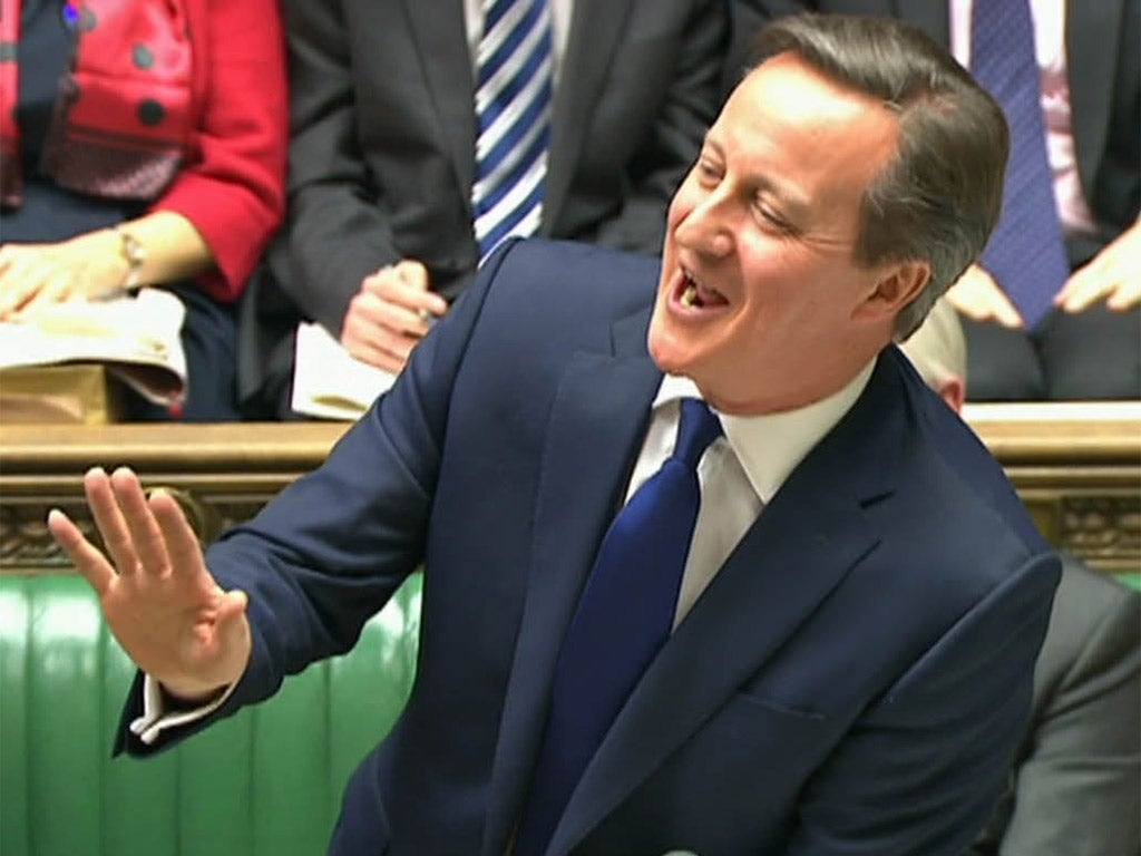 David Cameron during Wednesday afternoon's PMQs