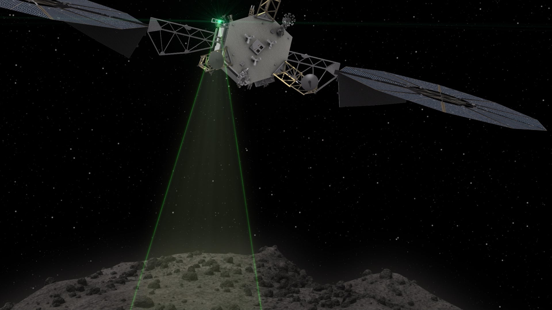 The Asteroid Redirect Vehicle conducts one of the 1 km fly-bys that are used to characterize and image the asteroid with a resolution of up to 1 cm.