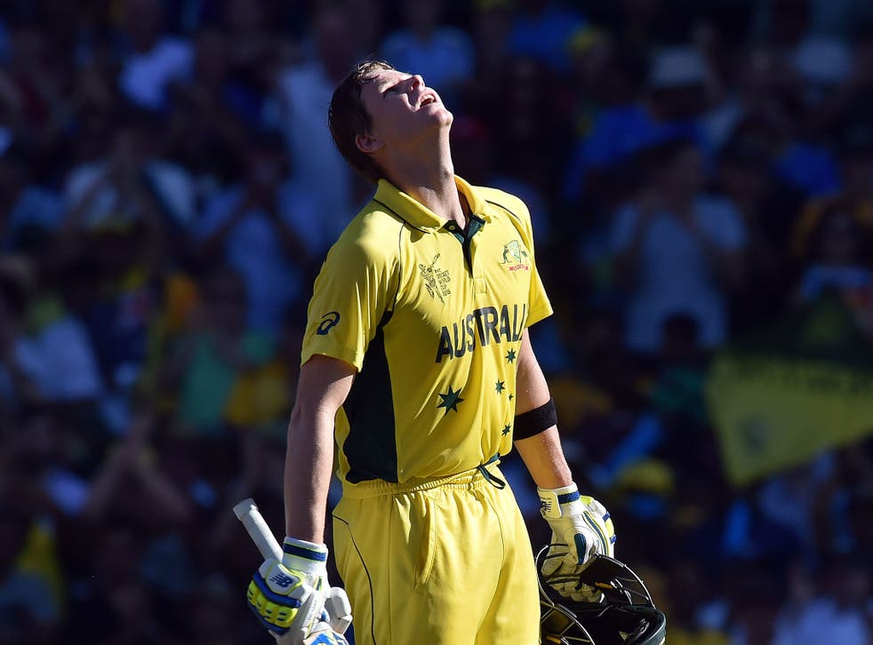 Australian batsman Steve Smith celebrates his century against India