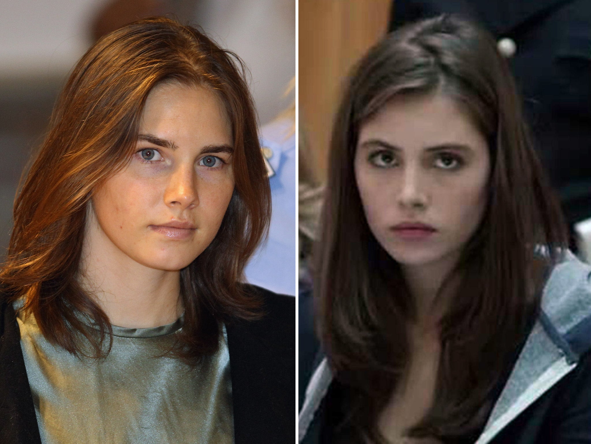 Amanda Knox (left), and Genevieve Gaunt (right) who plays a character based on Knox in new film The Face of an Angel