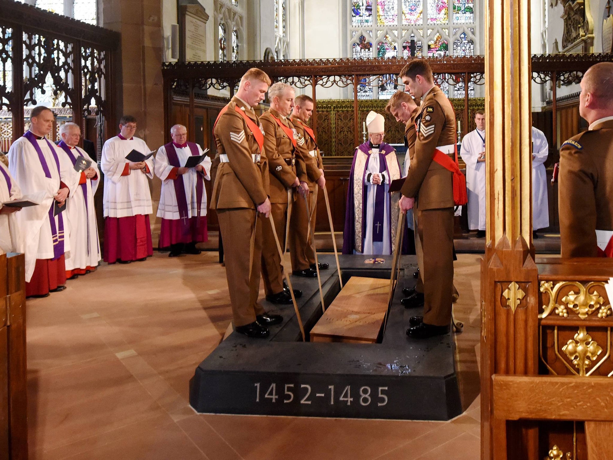 The Archbishop of Canterbury, the Most Rev Justin Welby, presides at the reinterment of Richard III yesterday