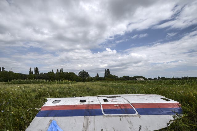 A piece of the wreckage of the Malaysia Airlines flight MH17 in Donetsk