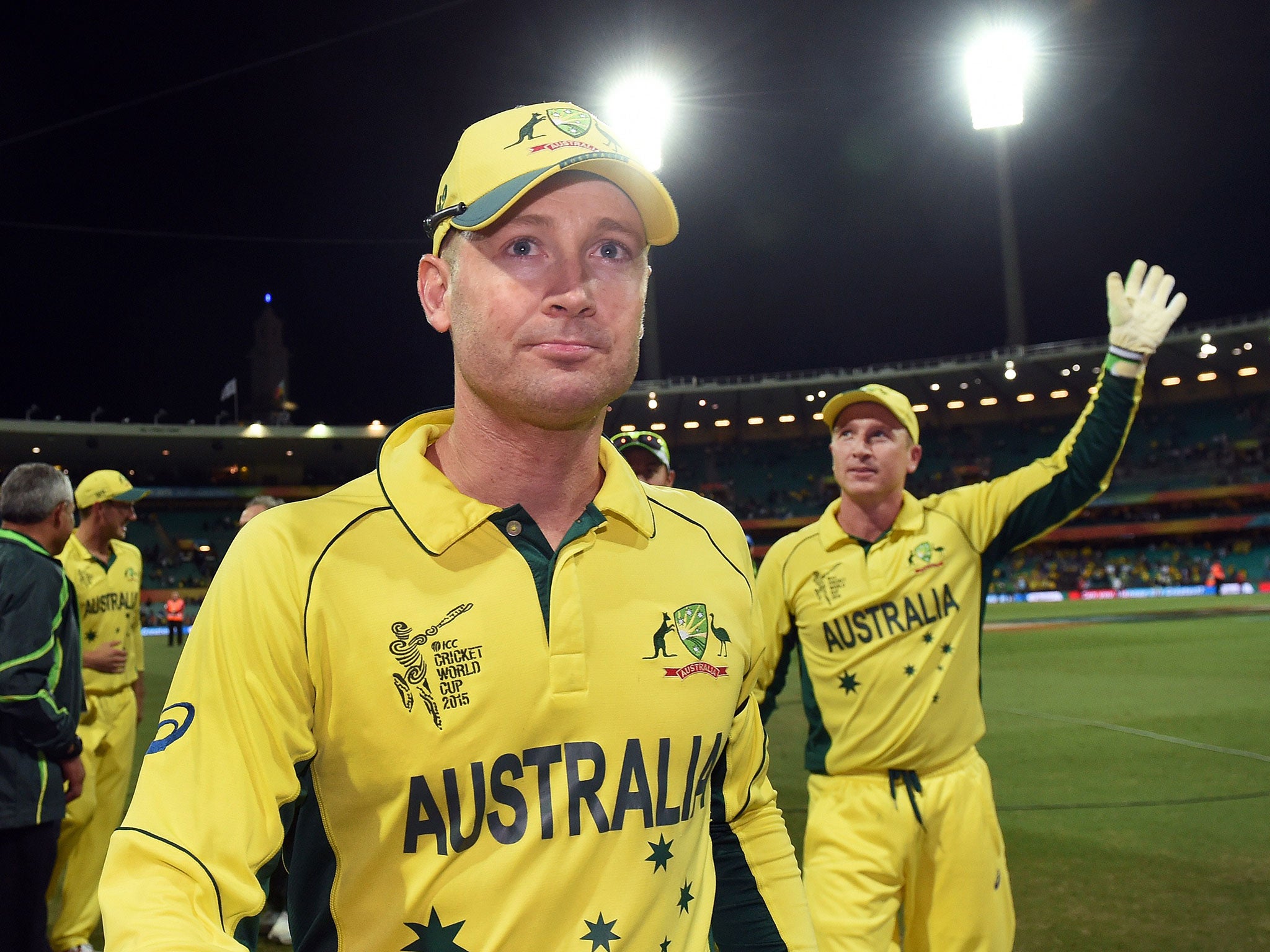 Michael Clarke leads Australia off the field