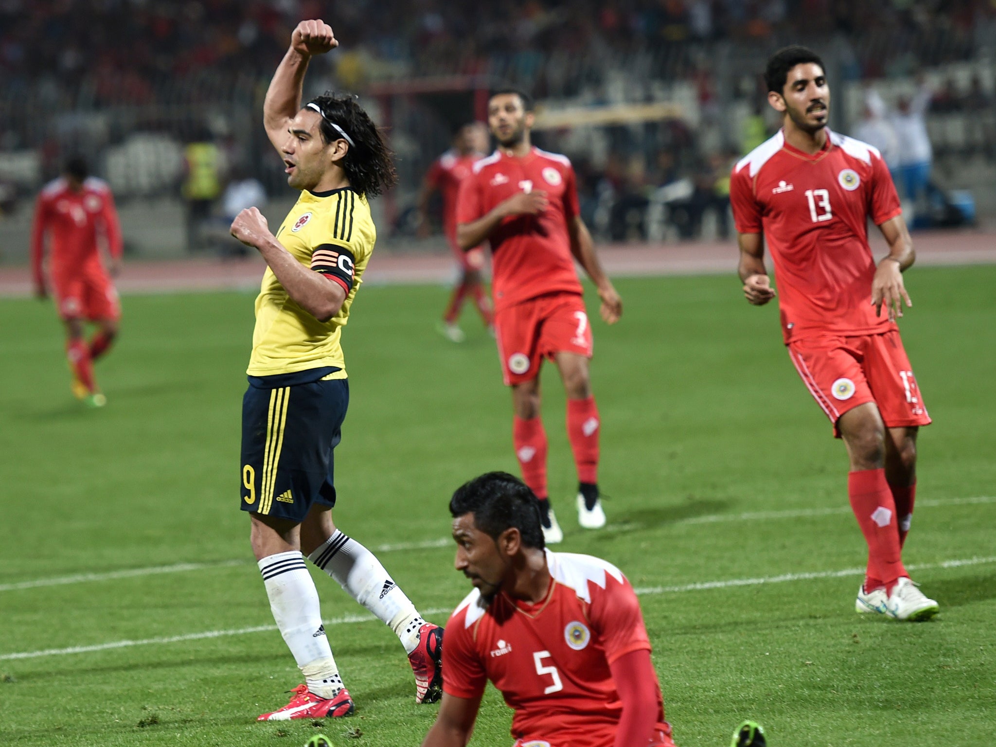 Radamel Falcao celebrates a goal for Colombia