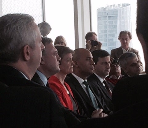 The Shadow Cabinet bigwigs joined their leader at the top of the Orbit tower