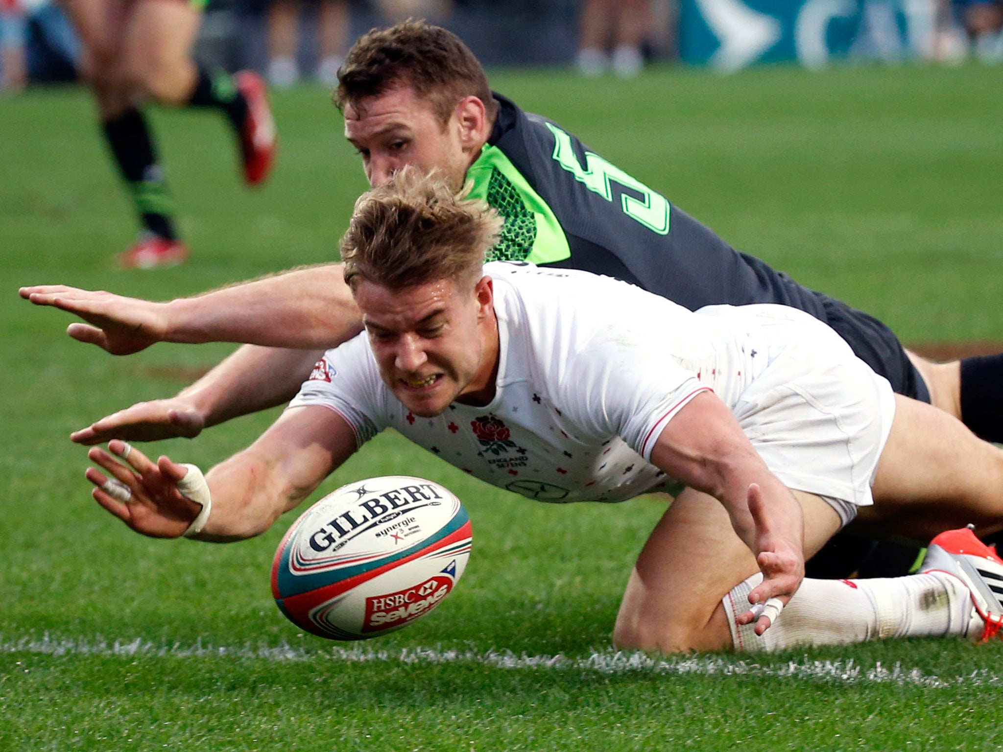 Tom Mitchell goes over for England against Wales