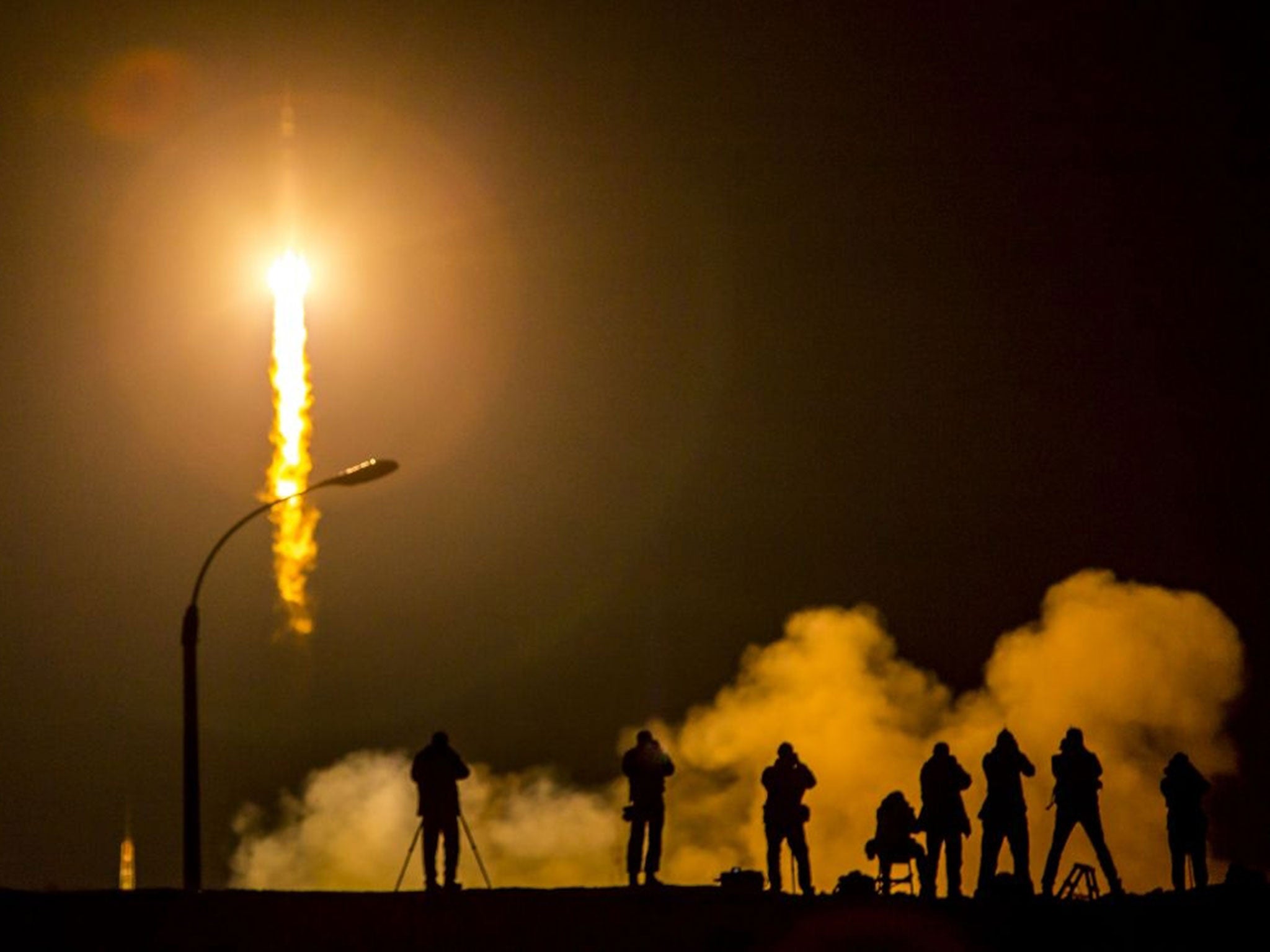 File: A Soyuz spacecraft launches to the International Space Station