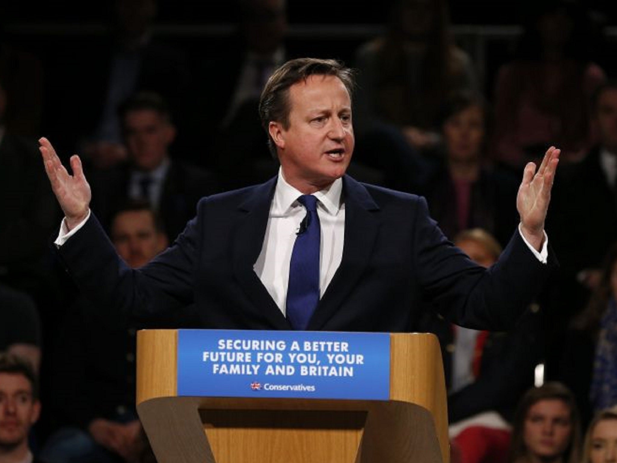 David Cameron talking to the Conservative Party Spring Conference in Manchester