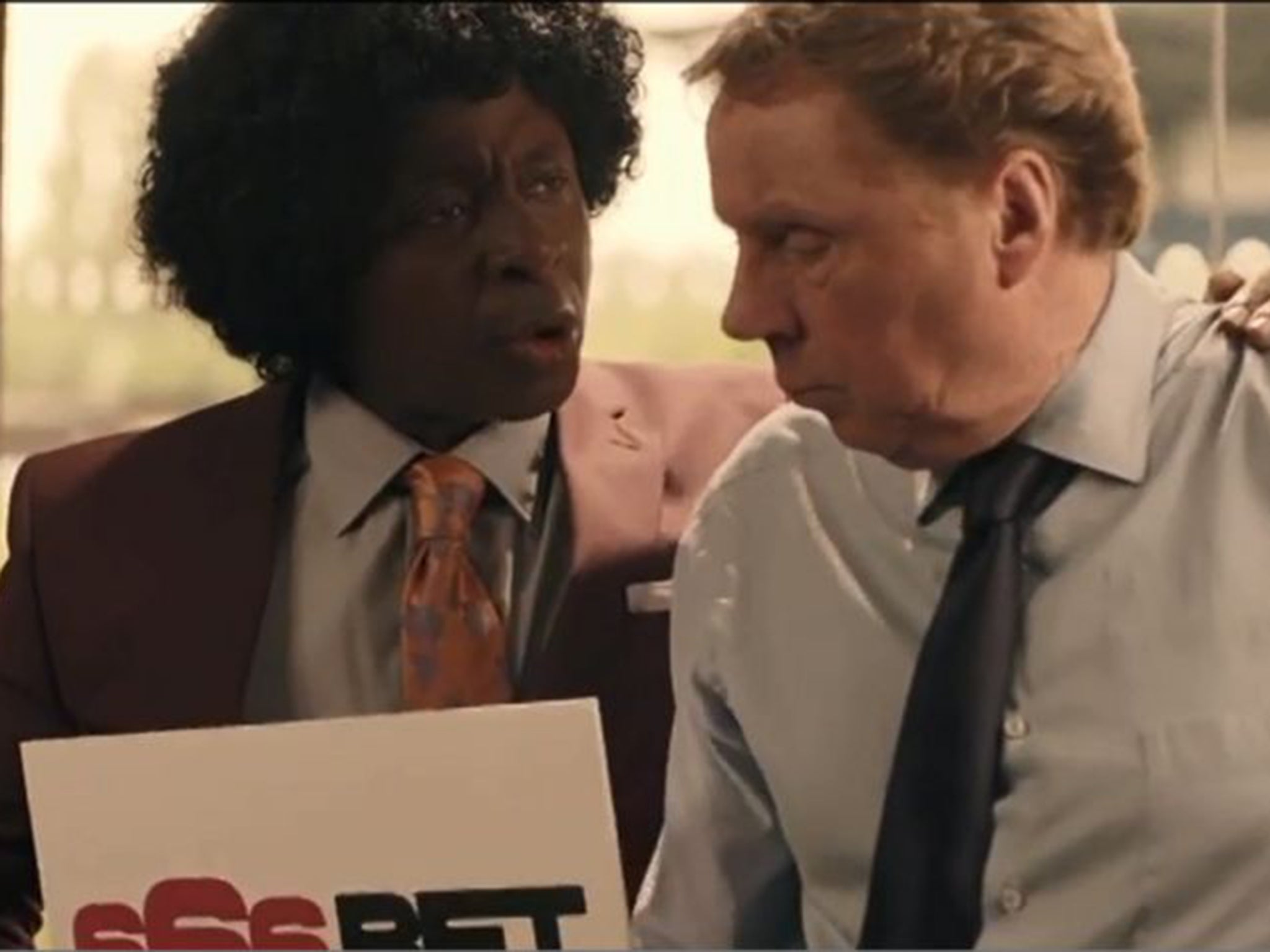 The television advertisement for 666Bet, featuring Vas Blackwood, left, and former football manager Harry Redknapp