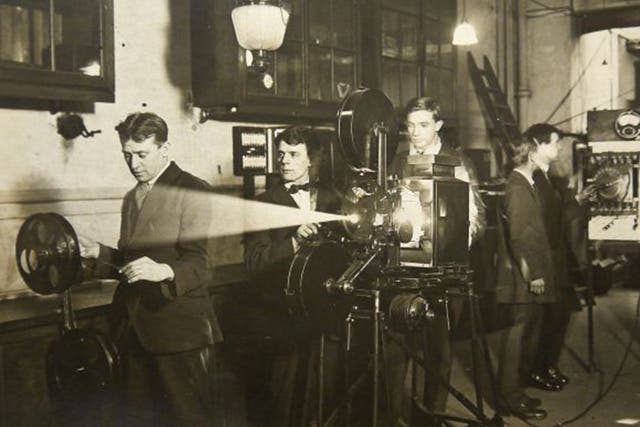 The Regent Street Cinema’s projection room in the 1920s