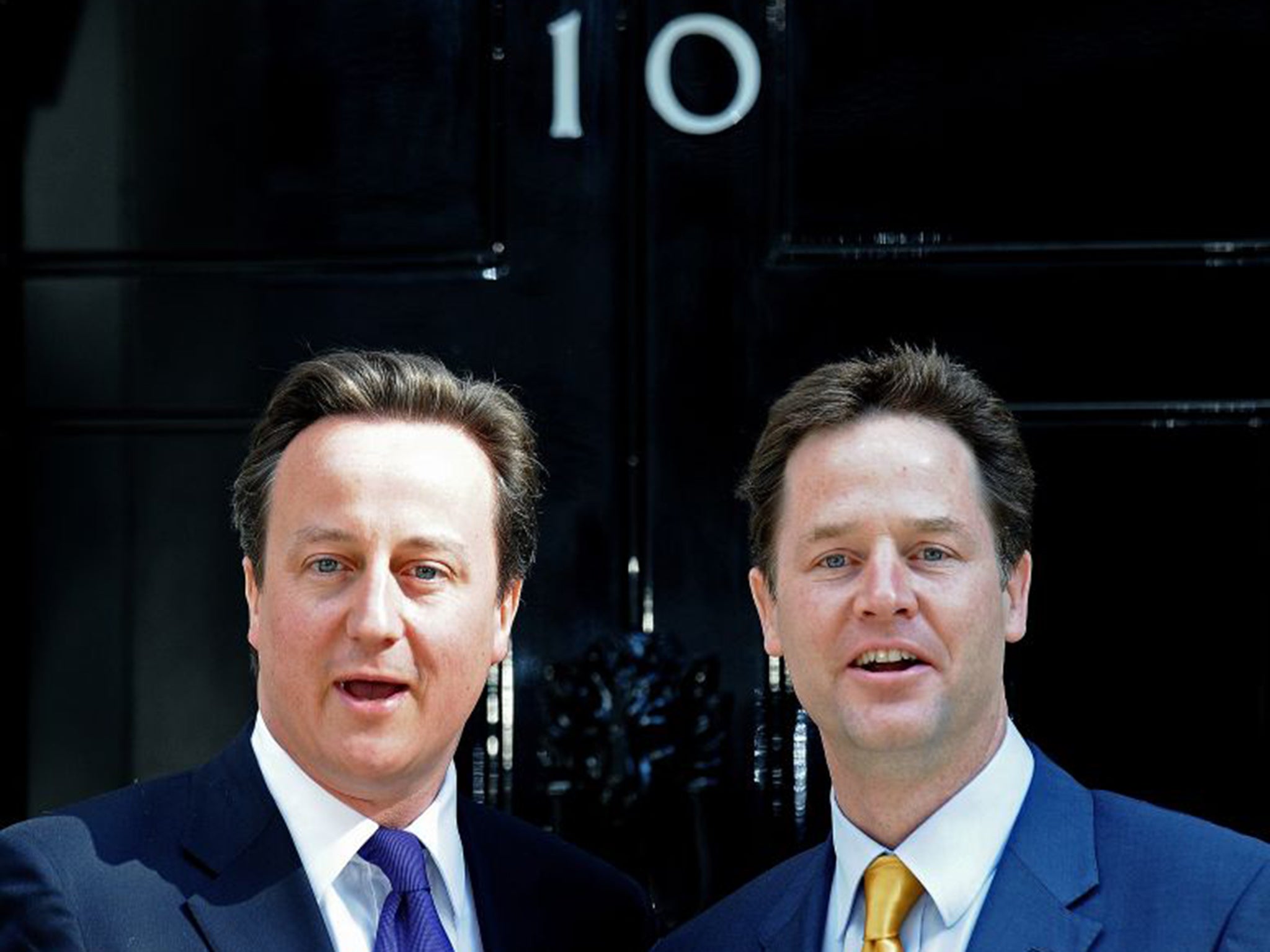 Deal sealed: David Cameron and Nick Clegg on the steps of No 10 on 12 May 2010