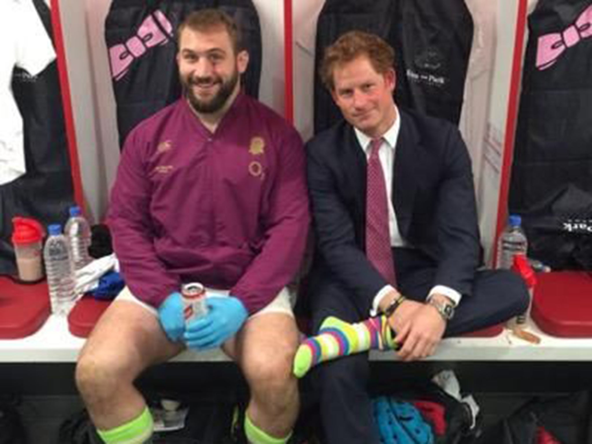 Joe Marler with Prince Harry