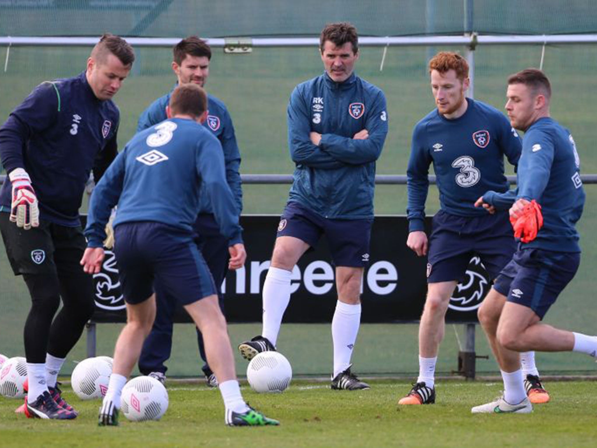 Roy Keane puts the Ireland players through their paces at training