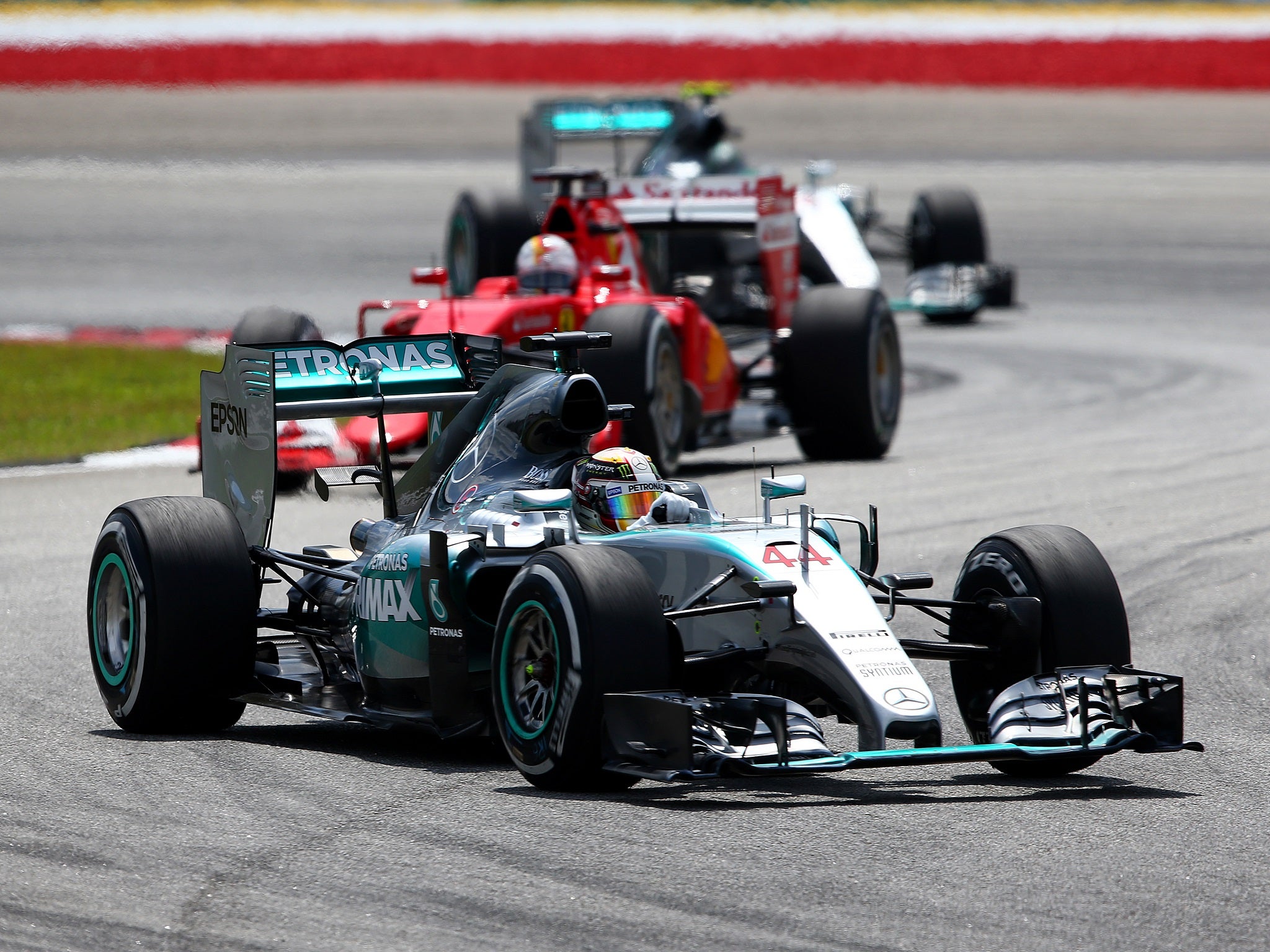 Hamilton led Vettel and Rosberg early on