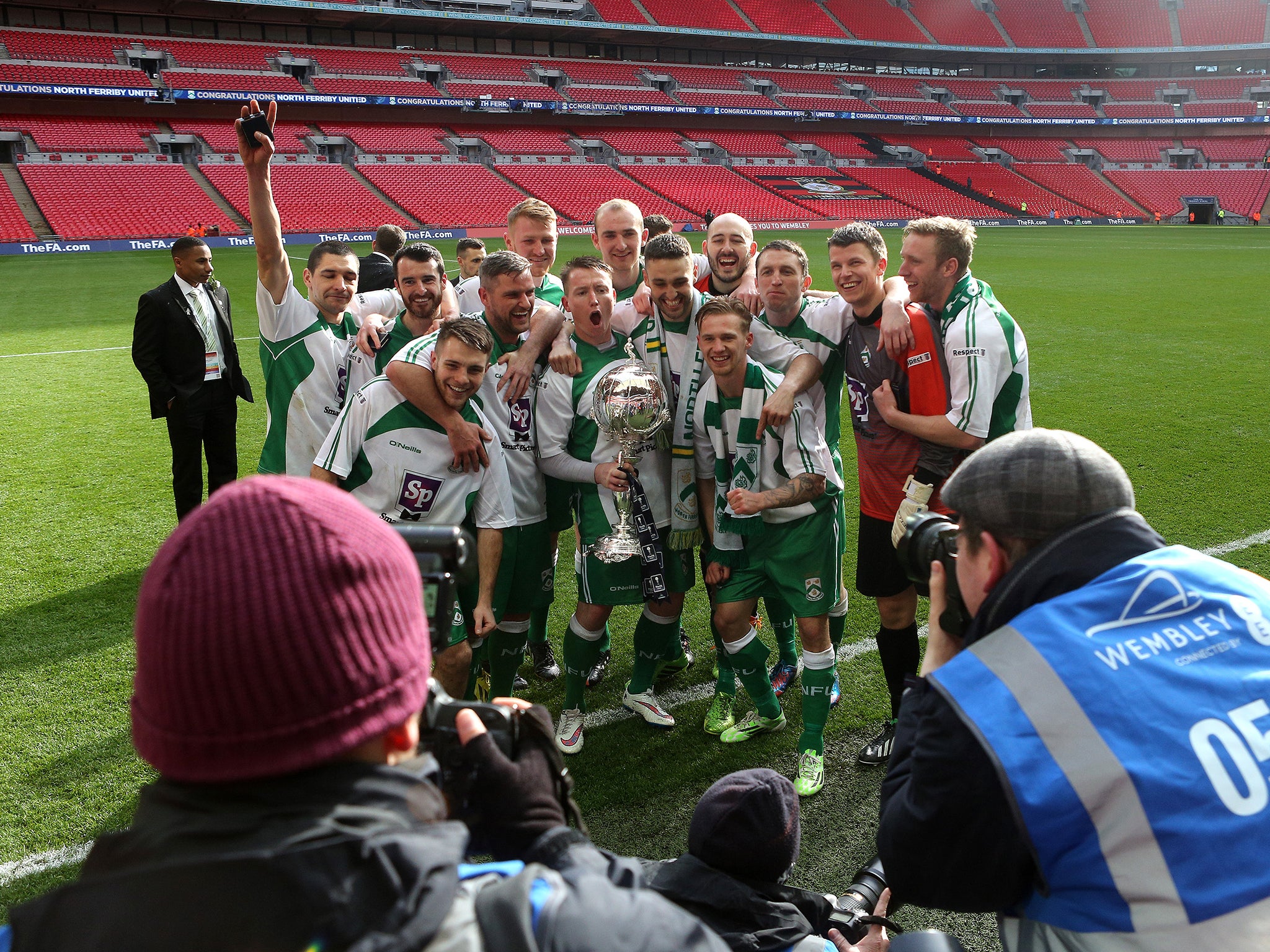 North Ferriby celebrate winning the FA Trophy