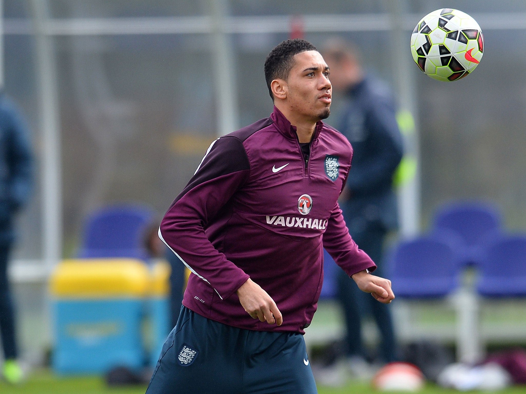 Chris Smalling in training with the England squad