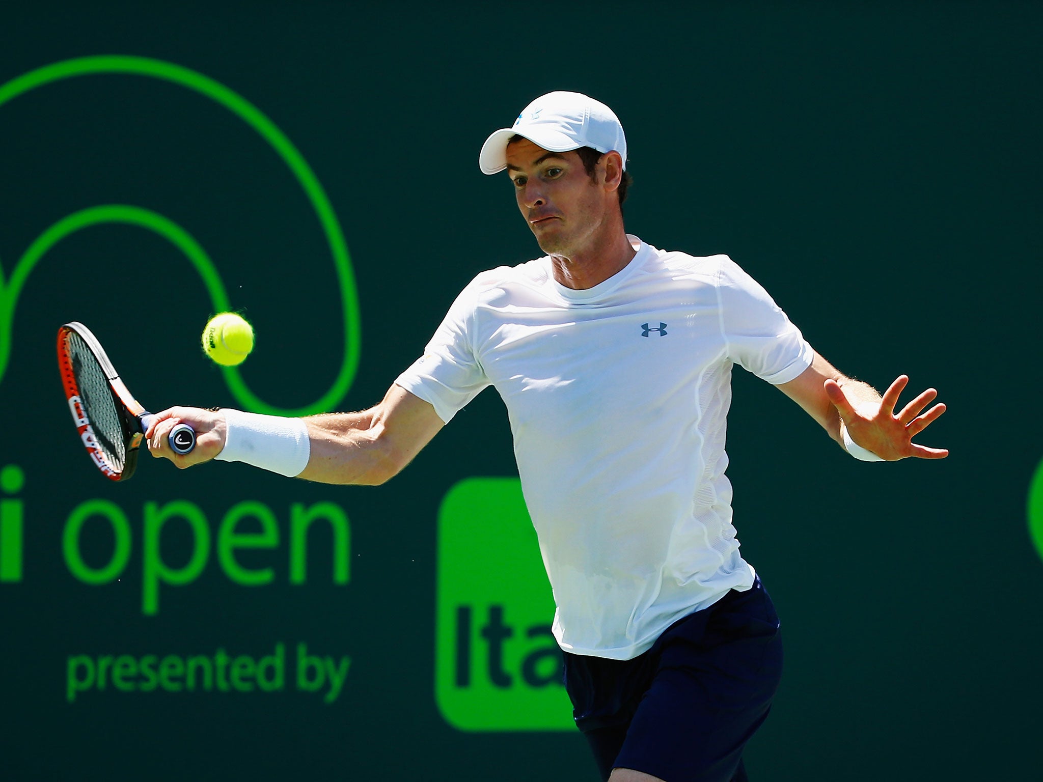 Andy Murray makes a forehand return during his win over Santiago Giraldo