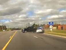 Police dashcam footage captures incredible manoeuvre by patrol car
