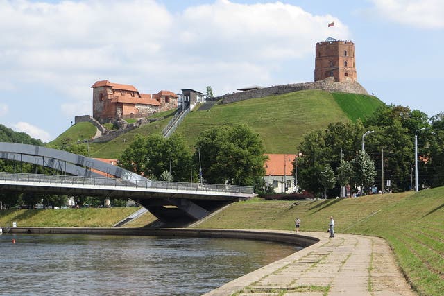 Upper Castle at Neris River, Mindaugas Bridge, Vilnius