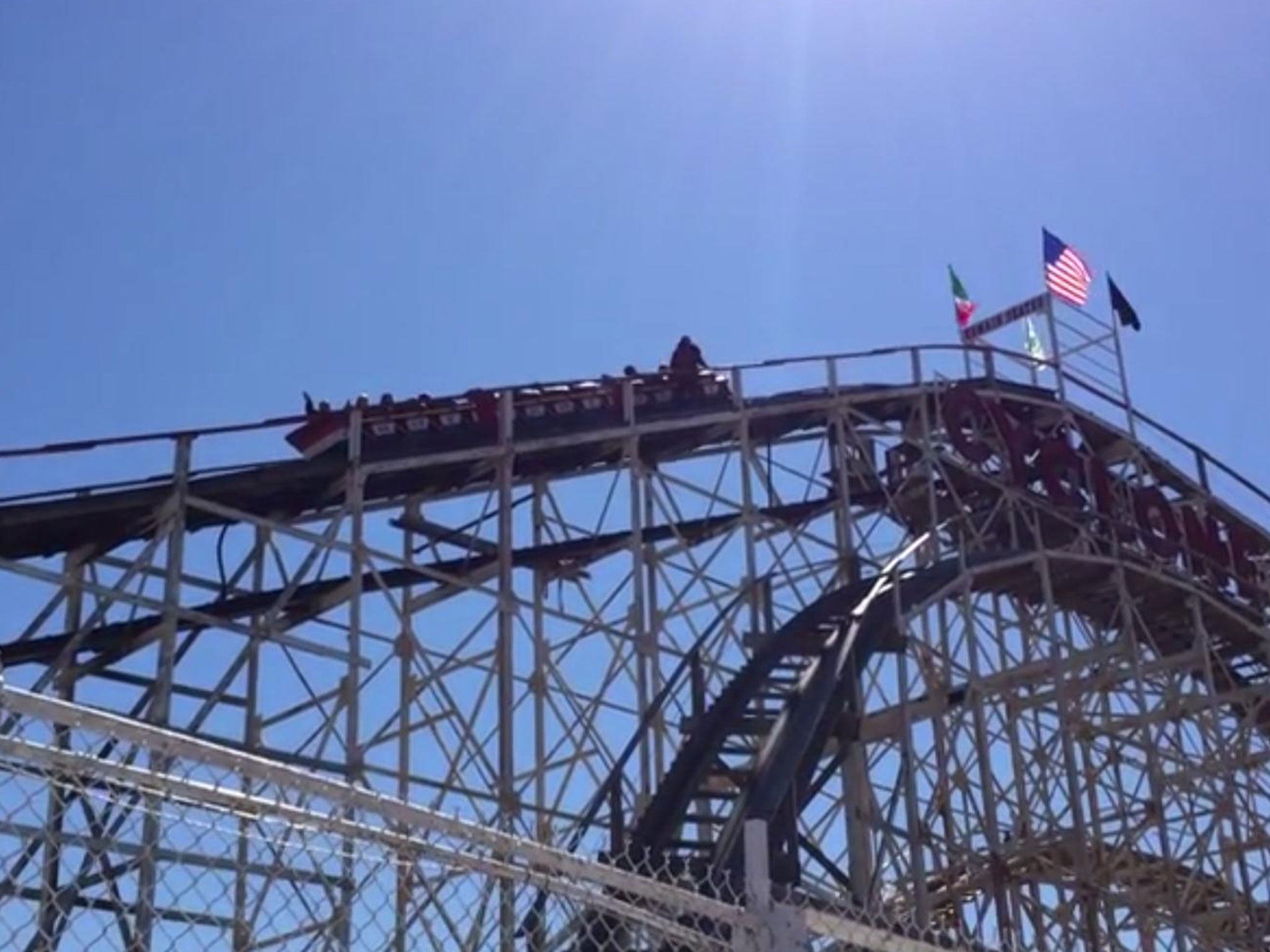 Stuck riders had to climb down the track of the Coney Island cyclone rollercoaster
