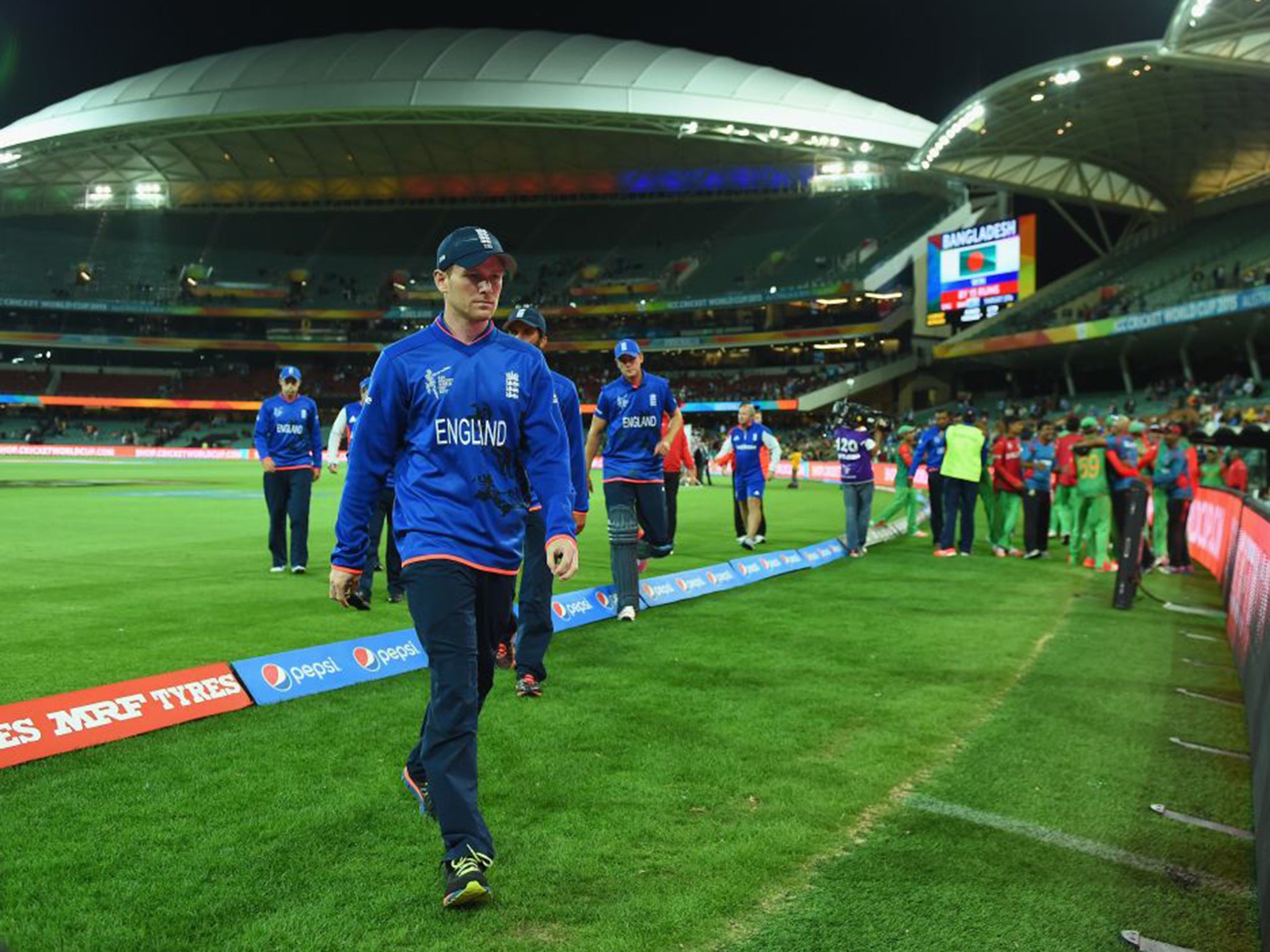 Eoin Morgan leads a poor England side home