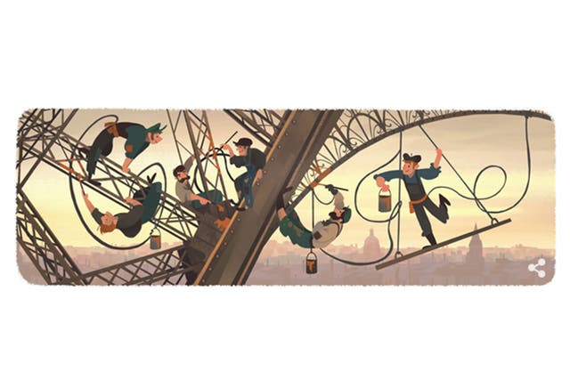 Google celebrates the 126th anniversary of the Eiffel Tower opening its doors to the public for the first time