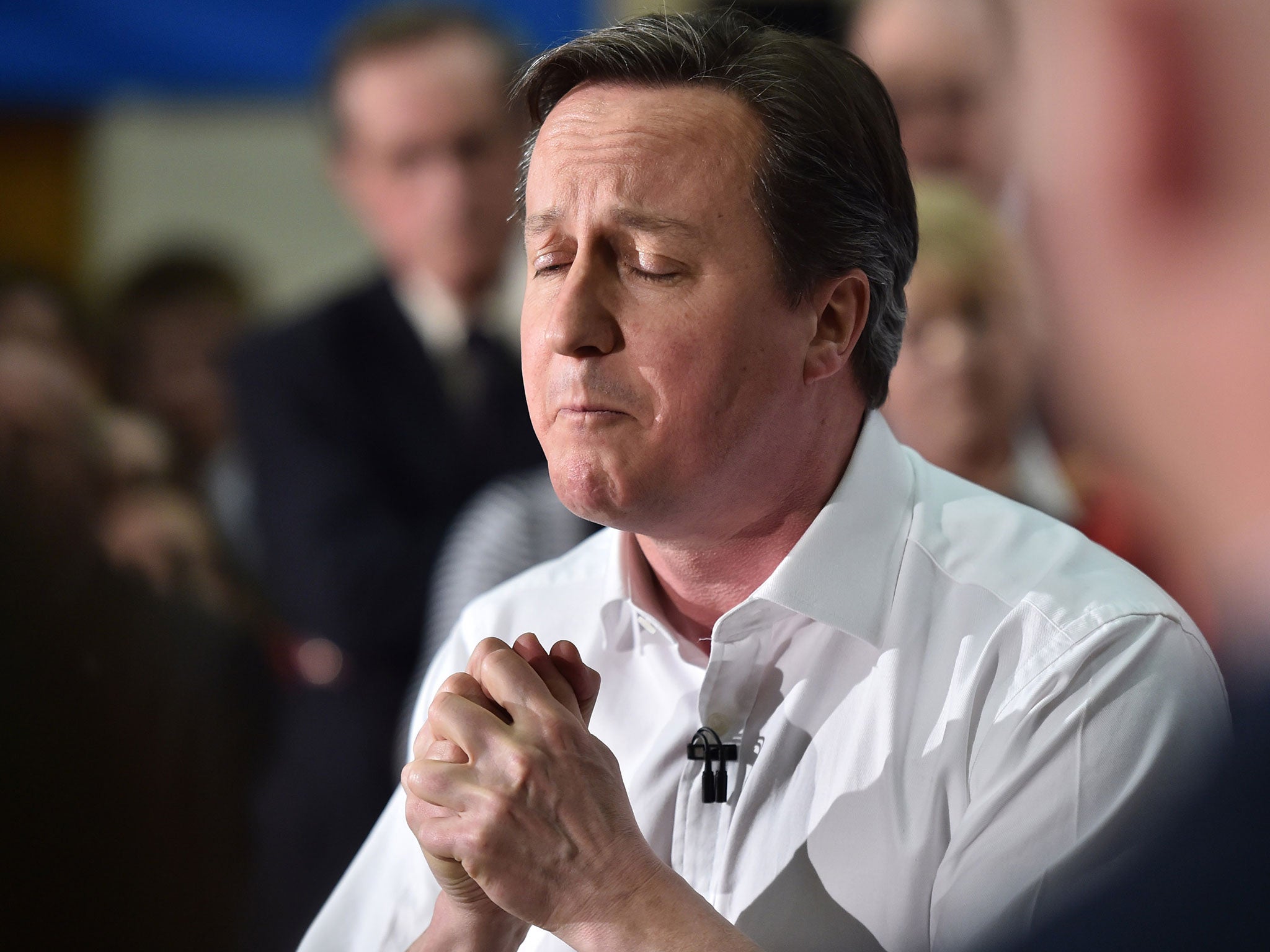 David Cameron gives a speech at a General Election Rally at The Corsham School in Chippenham, south west England
