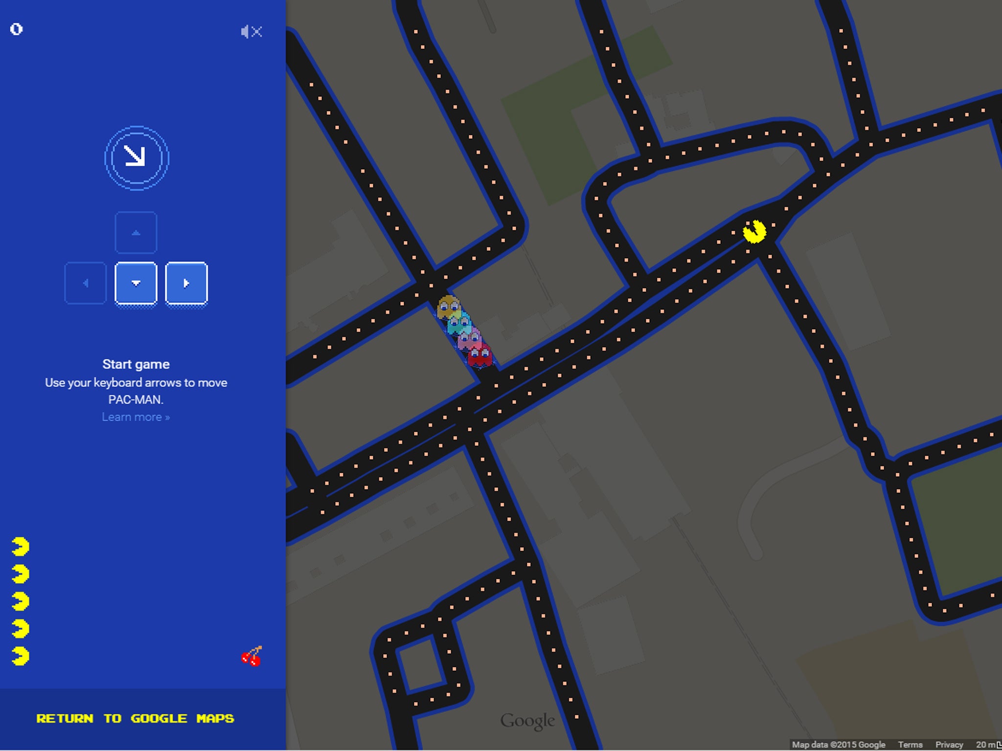 Google Maps PacMan Doodle Game 