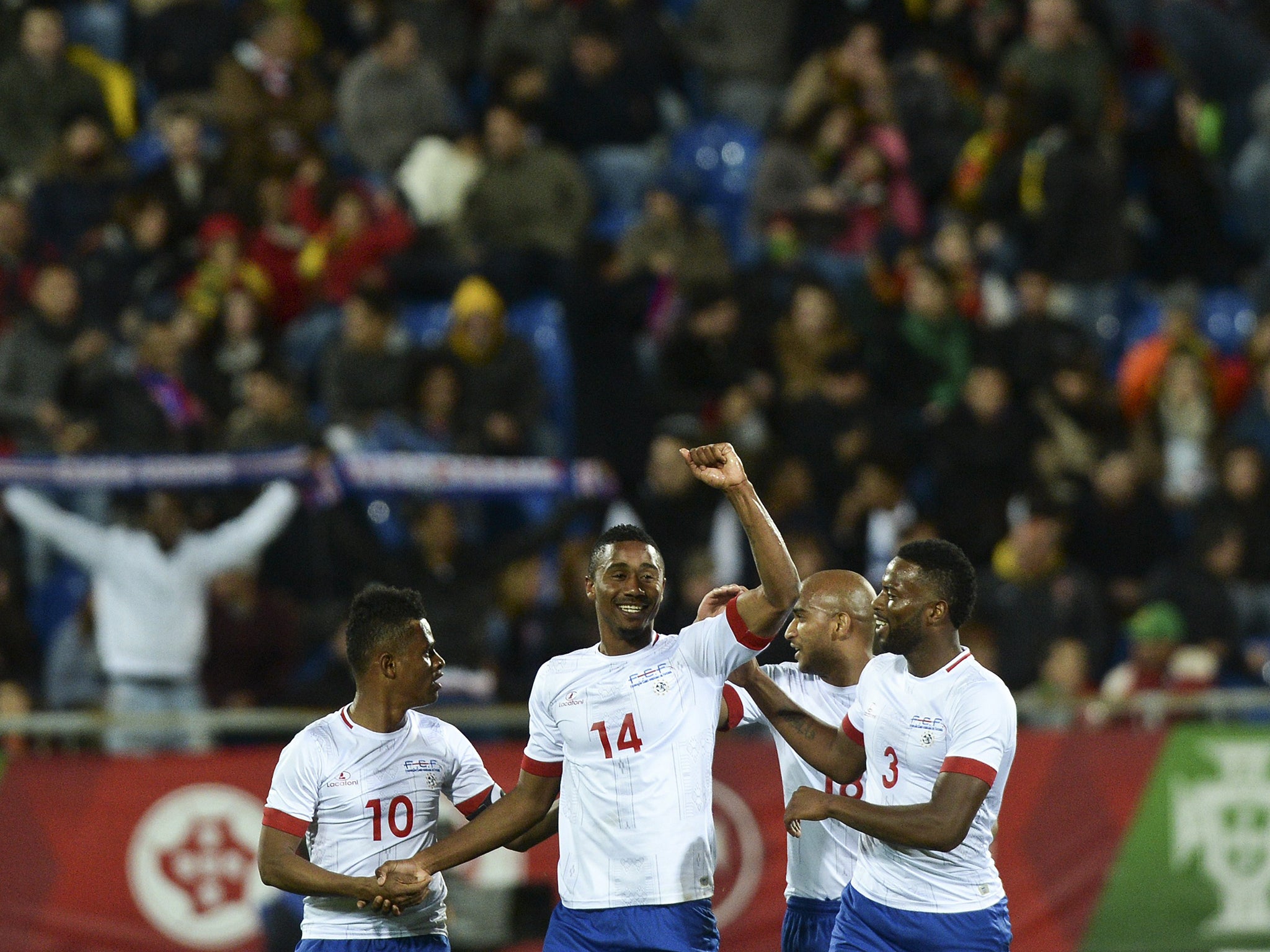 Cape Verde celebrate during their win over Portugal