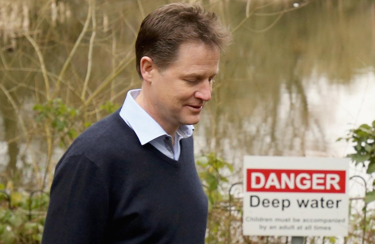 Nick Clegg pictured at a hedgehog sanctuary on Monday (Getty)