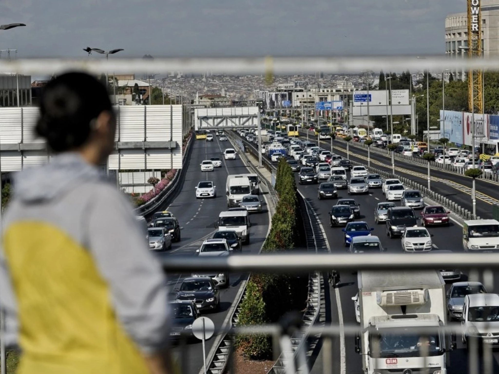 Traffic jams form on a highway in September 2014 during the first day of school in Istanbul. (Ozan Kose/AFP/Getty Images)