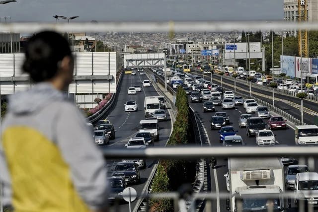 Traffic jams form on a highway in September 2014 during the first day of school in Istanbul. (Ozan Kose/AFP/Getty Images)