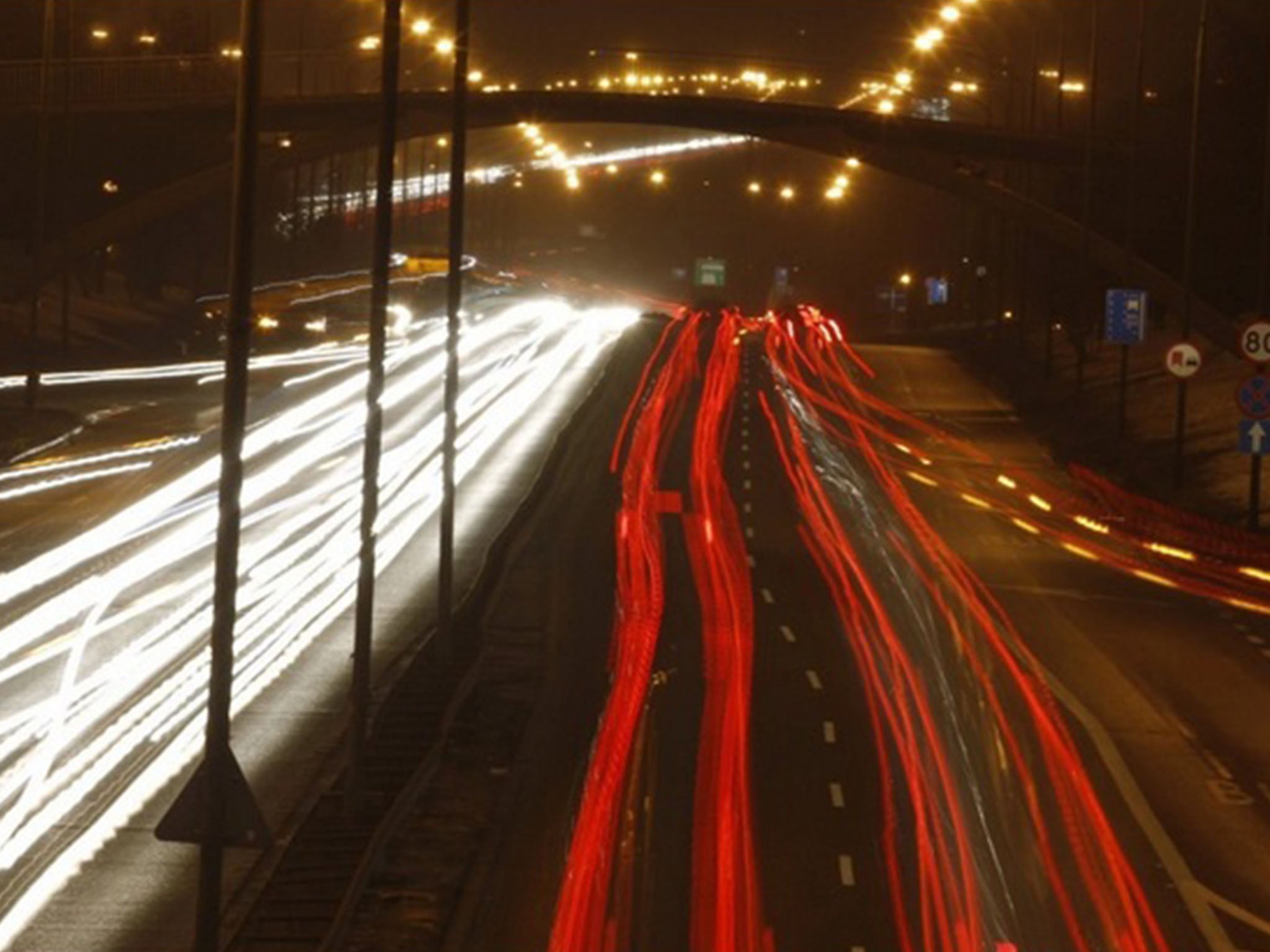 Traffic is seen on Trasa Lazienkowska, one of Warsaw’s busiest roads connecting the east and west banks of the Vistula River, during rush hour in February 2012.