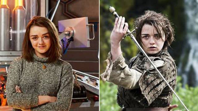 Maisie Williams – (left: She'll make a special appearance in Doctor Who, right: Game of Thrones – Arya)