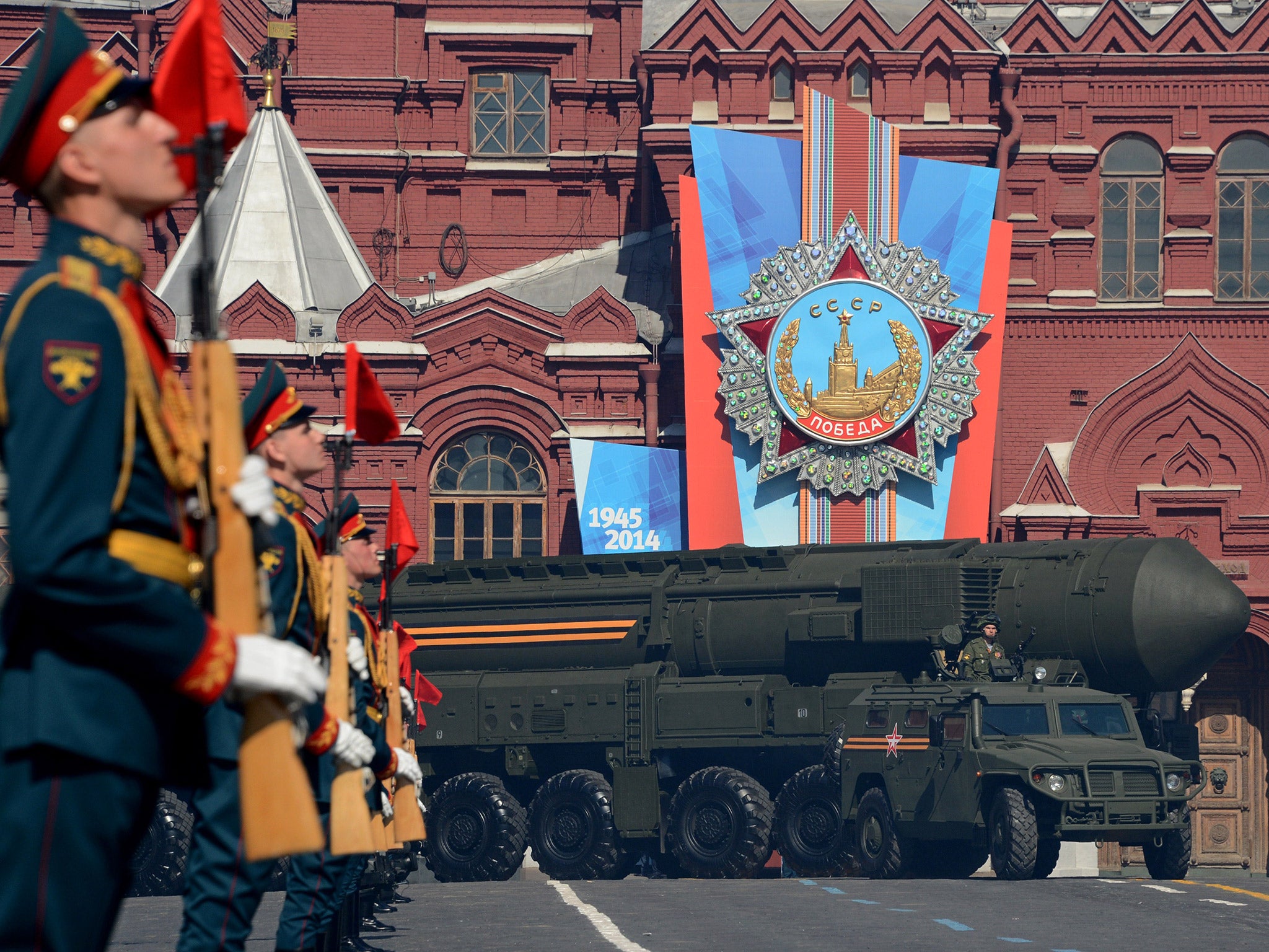 Russia flexes its military muscle during a parade in Moscow last year