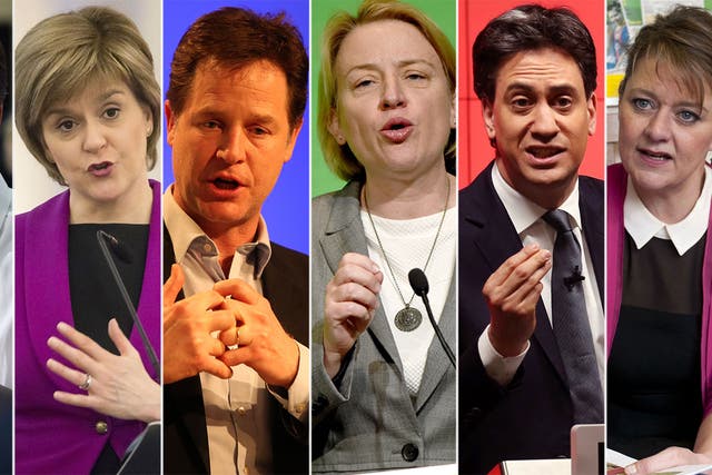 The seven leaders take each other on in their first and only live TV debate 