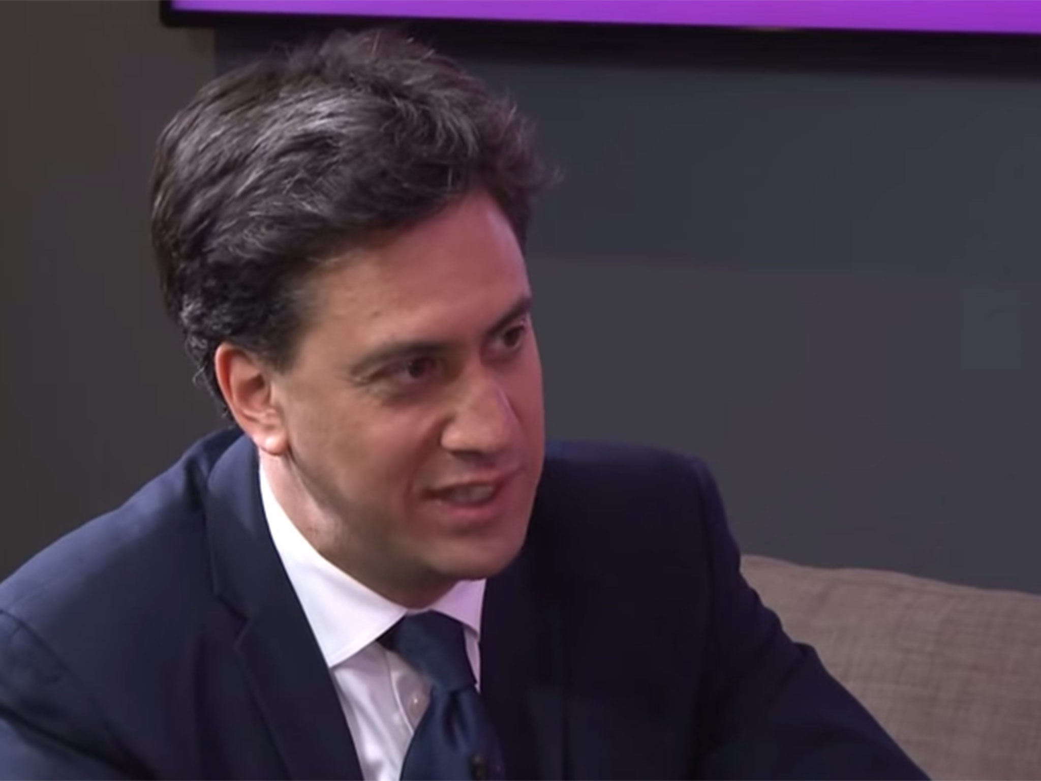 Ed Miliband looking very normal indeed during an impressive performance on Absolute Radio
