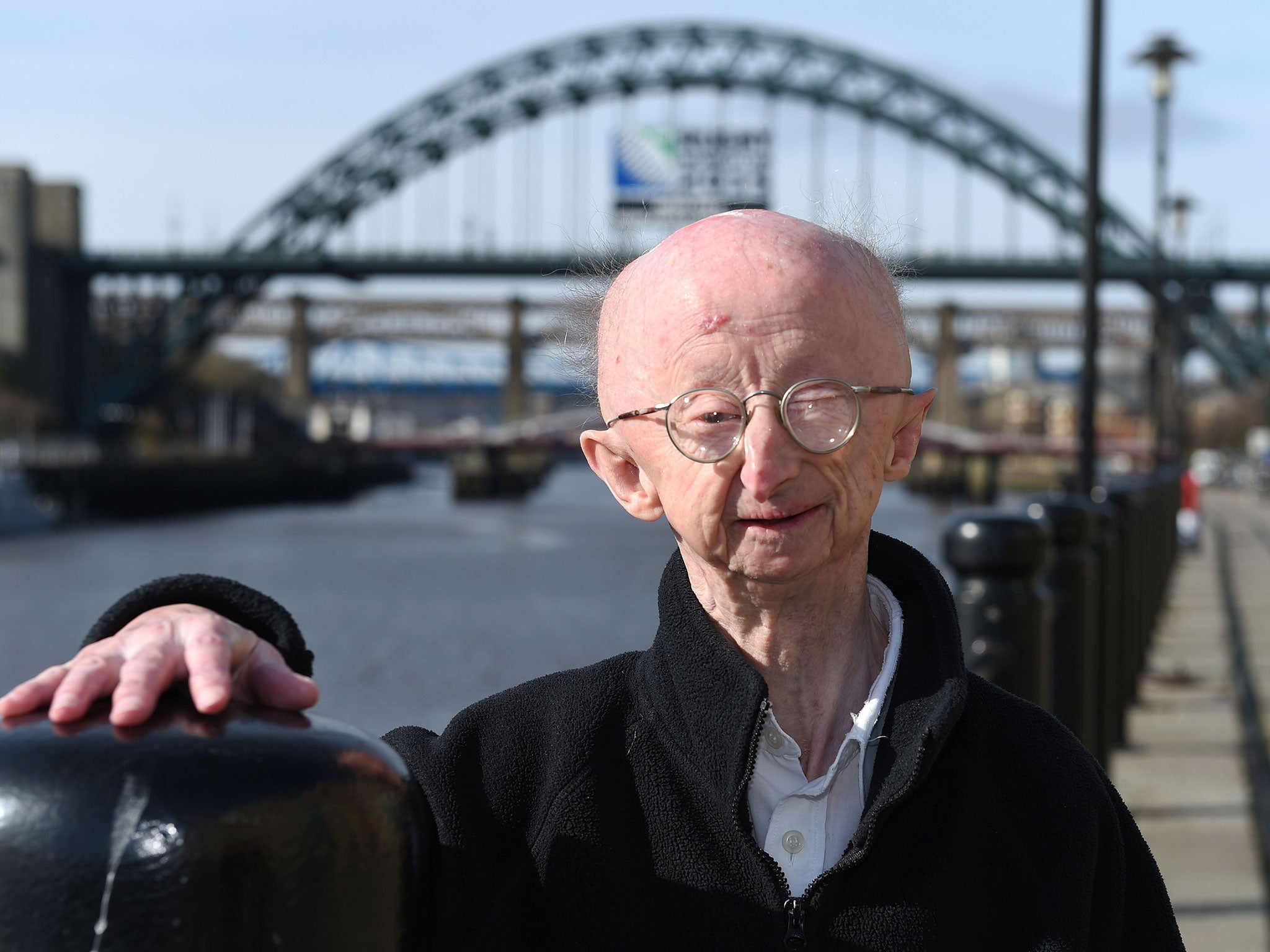 Alan Barnes stands on Newcastle Quayside on 2 April, as his mugger Richard Gatiss was jailed for 4 years