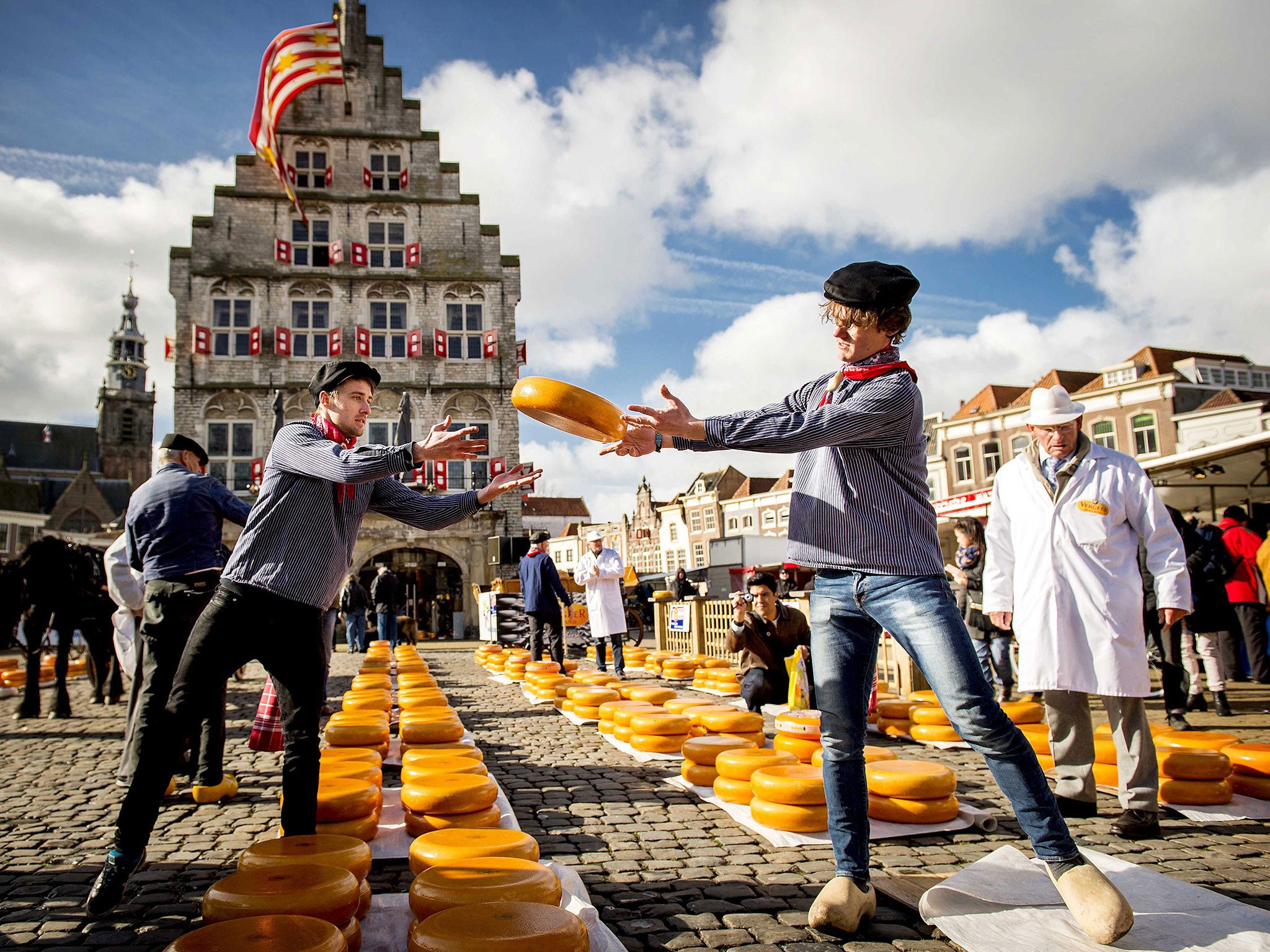 The Dutch cheese season is opened at the first Gouda cheese market of the year in Gouda, The Netherlands