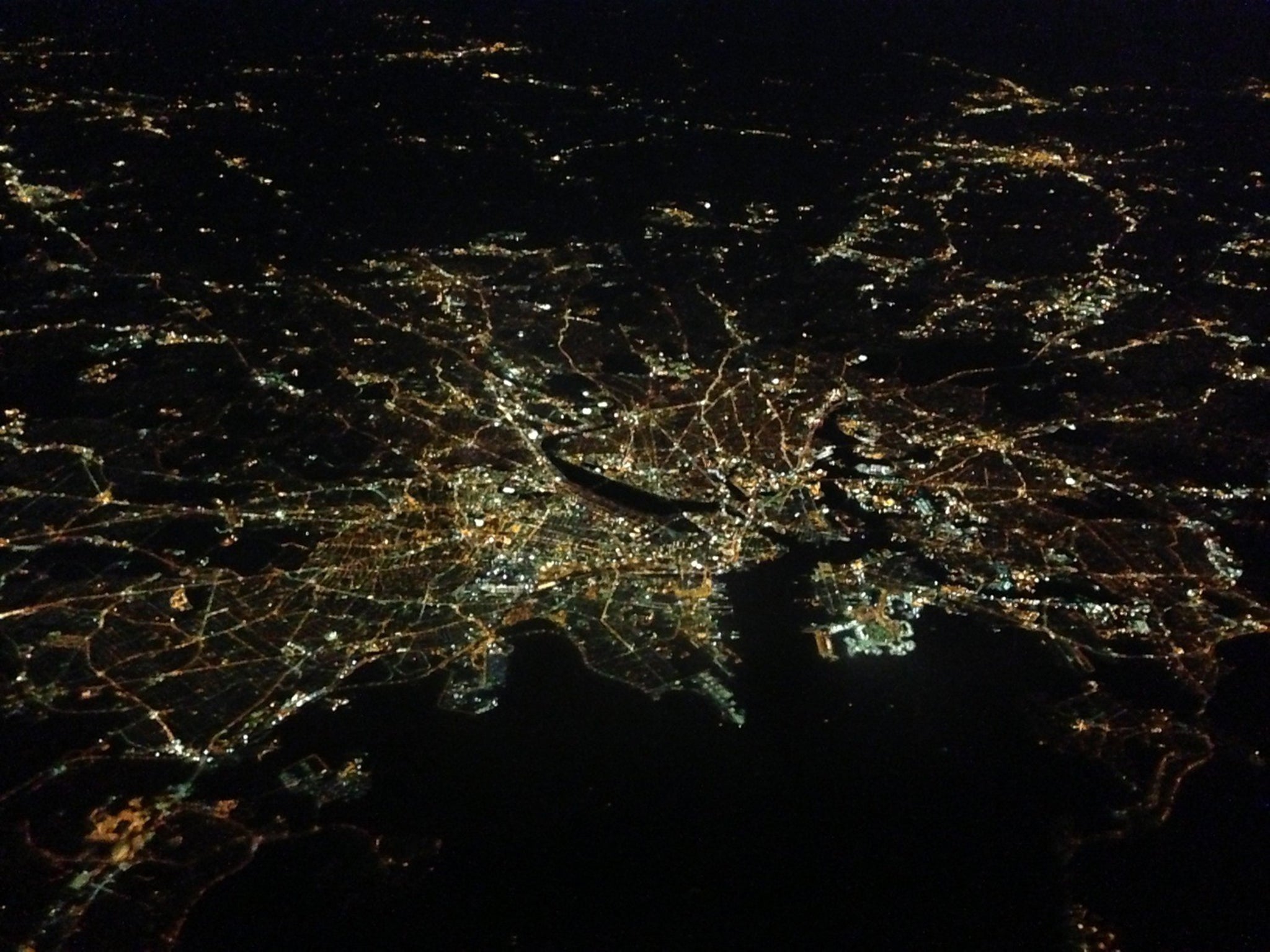 Boston by night: Like the distance to a star or the volume of an ocean, the dimensions of utterly routine flights remain literally and alluringly inconceivable